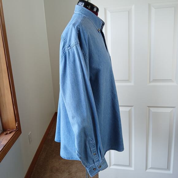 Harriton Long-Sleeve Light Denim Shirt Mens 2XL cotton work Unified Grocers - Picture 5 of 14